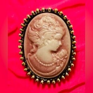 Cameo Brooch with Gold Accents
